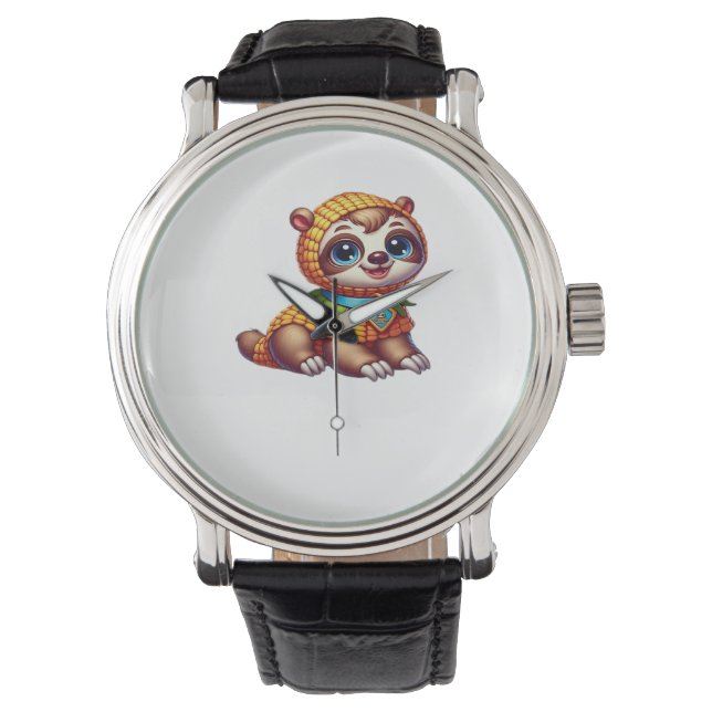 Corny Cuteness Halloween's Sweetest Luiaard Oversi Horloge (Voorkant)