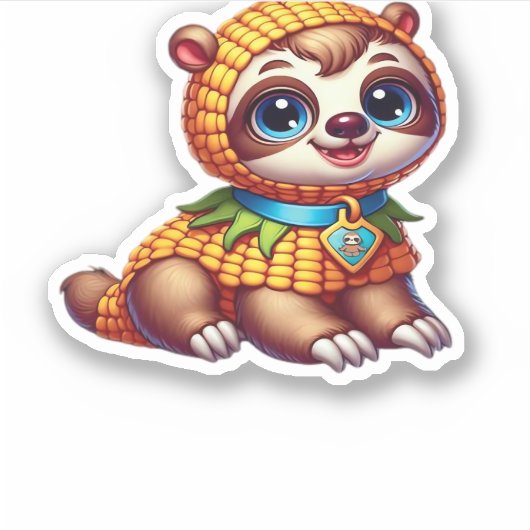 Corny Cuteness Halloween's Sweetest Luiaard Oversi Sticker (Voorkant)