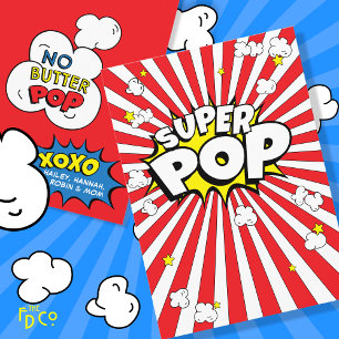 Corny SUPER POP! Geen boter Pop! popcornwoordspeli Feestdagenkaart