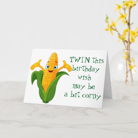 ***CORNY*** WISH for ***TWIN'S GROTE DAG*** Kaart (Gele Bloem)