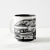 Corolla 1986 tweekleurige koffiemok (Voorkant links)