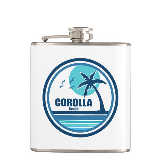 Corolla Beach North Carolina Palmboom Vogels Heupfles (Voorkant)