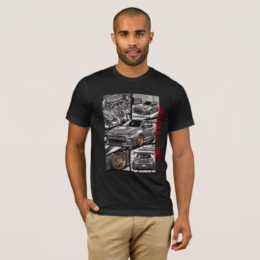 Corolla GR JDM Manga Comic Panel T-shirt (Voorkant volledig)