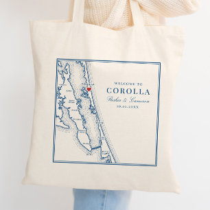 Corolla NC Kaart Elegante Navy Blauwe Trouw Tote Bag