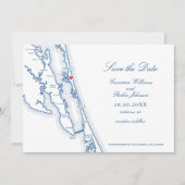 Corolla NC Map Elegant Navy Blue Wedding Save The Date (Voorkant)