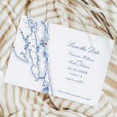 Corolla NC Map Elegant Navy Blue Wedding Save The Date