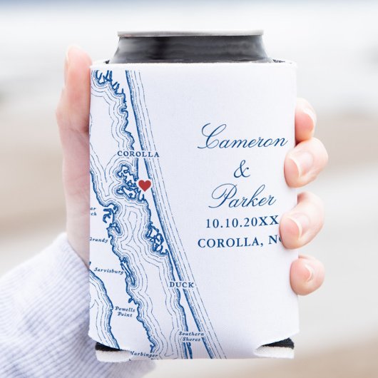 Corolla NC Map Elegant OBX Navy Blue Wedding Favor Blikjeskoeler