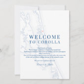 Corolla NC Map Wedding Welcome Itinerary Navy Blue Bedankkaart (Voorkant)