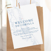 Corolla NC Map Wedding Welcome Itinerary Navy Blue Bedankkaart