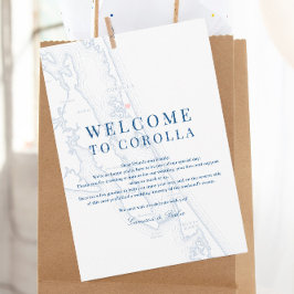 Corolla NC Map Wedding Welcome Itinerary Navy Blue Bedankkaart