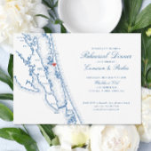 Corolla NC OBX Map Navy Blue Rehearsal Dinner Kaart