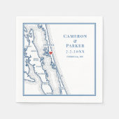 Corolla NC Outer Banks Map Navy Elegant Wedding Servet (Voorkant)