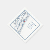 Corolla NC Outer Banks Map Navy Elegant Wedding Servet (Hoek)