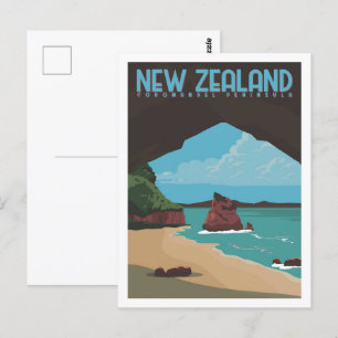 Coromandel Peninsula NZ Reizen Plaats Illustratie Briefkaart