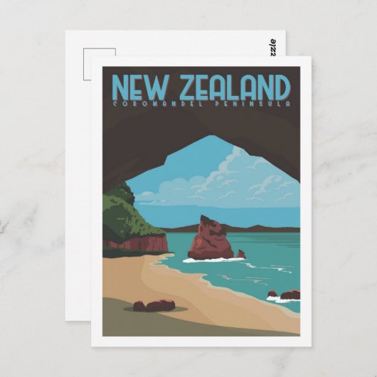 Coromandel Peninsula NZ Reizen Plaats Illustratie Briefkaart (Voorkant / Achterkant)