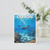 Coron Philippines Diver Briefkaart (Staand voorkant)