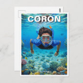Coron Philippines Scuba Diver Briefkaart (Voorkant / Achterkant)