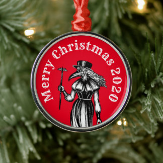 Corona Christmas Plague Doctor Metalen Ornament