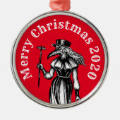 Corona Christmas Plague Doctor Metalen Ornament (Voorkant)
