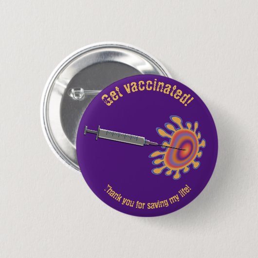 Corona – get vaccinated! ronde button 5,7 cm (Voorkant /achterkant)
