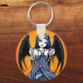 "Corona" Gothic Raven Winged Angel Art Sleutelhang Sleutelhanger (Voorkant)