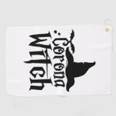 Corona heks Halloween, grappige Halloween, Golfhanddoek (Horizontaal)