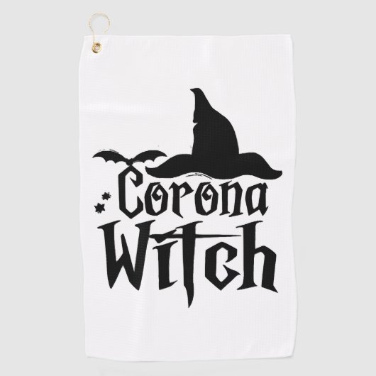 Corona heks Halloween, grappige Halloween, Golfhanddoek (Voorkant)