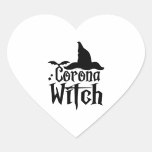 Corona heks Halloween, grappige Halloween, Hart Sticker