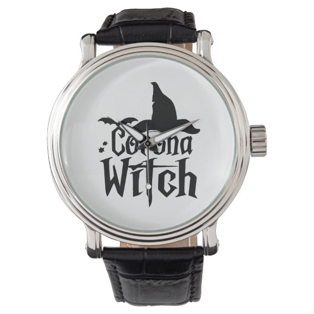Corona heks Halloween, grappige Halloween, Horloge (Voorkant)