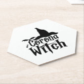 Corona heks Halloween, grappige Halloween, Kartonnen Onderzetters (Schuin)