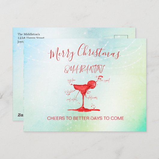 Corona Kerstfeestdag Groene Quarantini Martini Briefkaart (Voorkant / Achterkant)