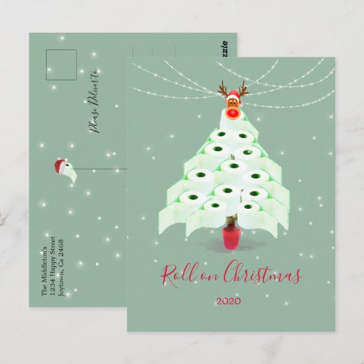 Corona Kerstfeestdag - Toilet Tree-lampjes Briefkaart (Voorkant / Achterkant)