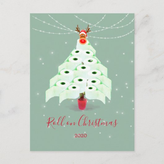 Corona Kerstfeestdag - Toilet Tree-lampjes Briefkaart (Voorkant)