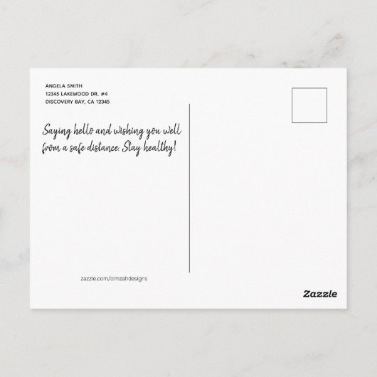 Corona Lisa (Mona Lisa) blijf thuis. Leven opslaan Briefkaart (Achterkant)