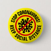 Corona stoppenVirus Sociale afstand behouden Ronde Button 5,7 Cm (Voorkant)