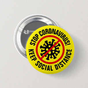 Corona stoppenVirus Sociale afstand behouden Ronde Button 5,7 Cm