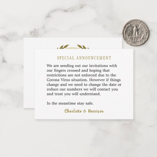 Corona Virus Berichtenbehuizing met Uitnodigingen (Voorkant / Achterkant in situ)