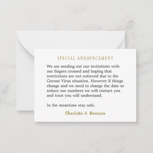 Corona Virus Berichtenbehuizing met Uitnodigingen (Voorkant)