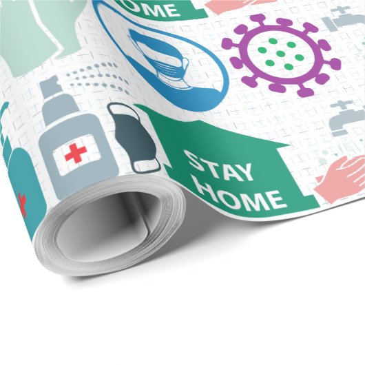 Corona Virus Bescherming Wrapping Papier (Rol Hoek)