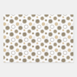 Corona Virus Pattern COVID-19 Gold Silver Blue Inpakpapier Vel