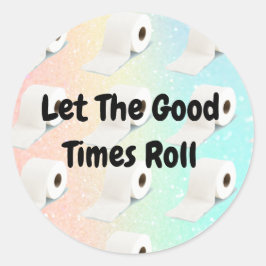 Corona Virus Toilet Roll Pink Glitter Ronde Sticker