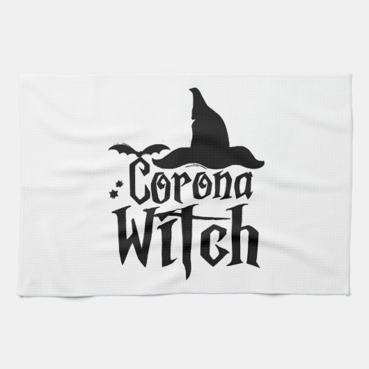 Corona Witch Halloween , Funny Halloween , Theedoek (Horizontaal)