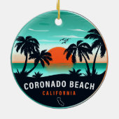 Coronado Beach California Retro Sunset Souvenirs Keramisch Ornament (Achterkant)