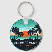 Coronado Beach California Retro Sunset Souvenirs Sleutelhanger (Voorkant)