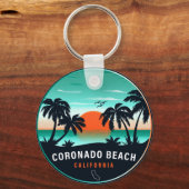 Coronado Beach California Retro Sunset Souvenirs Sleutelhanger (Voorkant)