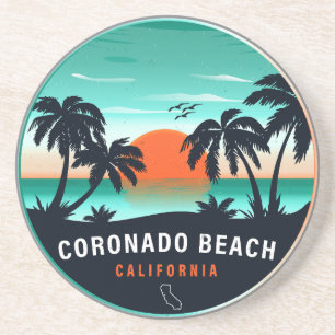 Coronado Beach California Retro Sunset Souvenirs Zandsteen Onderzetter