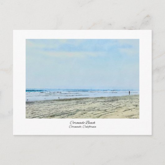 Coronado Beach California Waterverf Print Briefkaart (Voorkant)