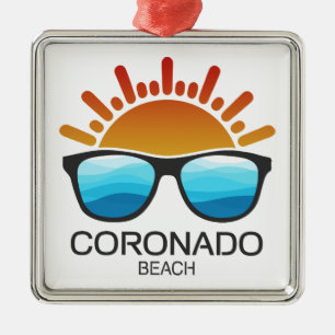 Coronado Beach California Zonnebril Metalen Ornament
