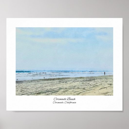 Coronado Beach, Californië Waterverf Poster (Voorkant)