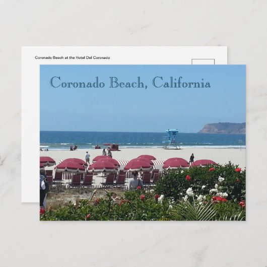 Coronado Beach in Hotel Del Coronado Briefkaart (Voorkant / Achterkant)